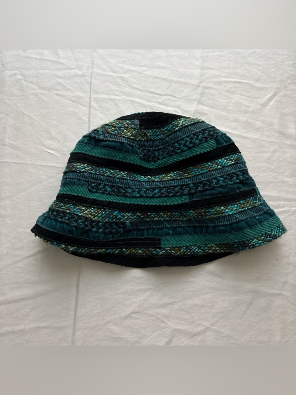 Teal Striped Textured Bucket Hat - Women's Accessory